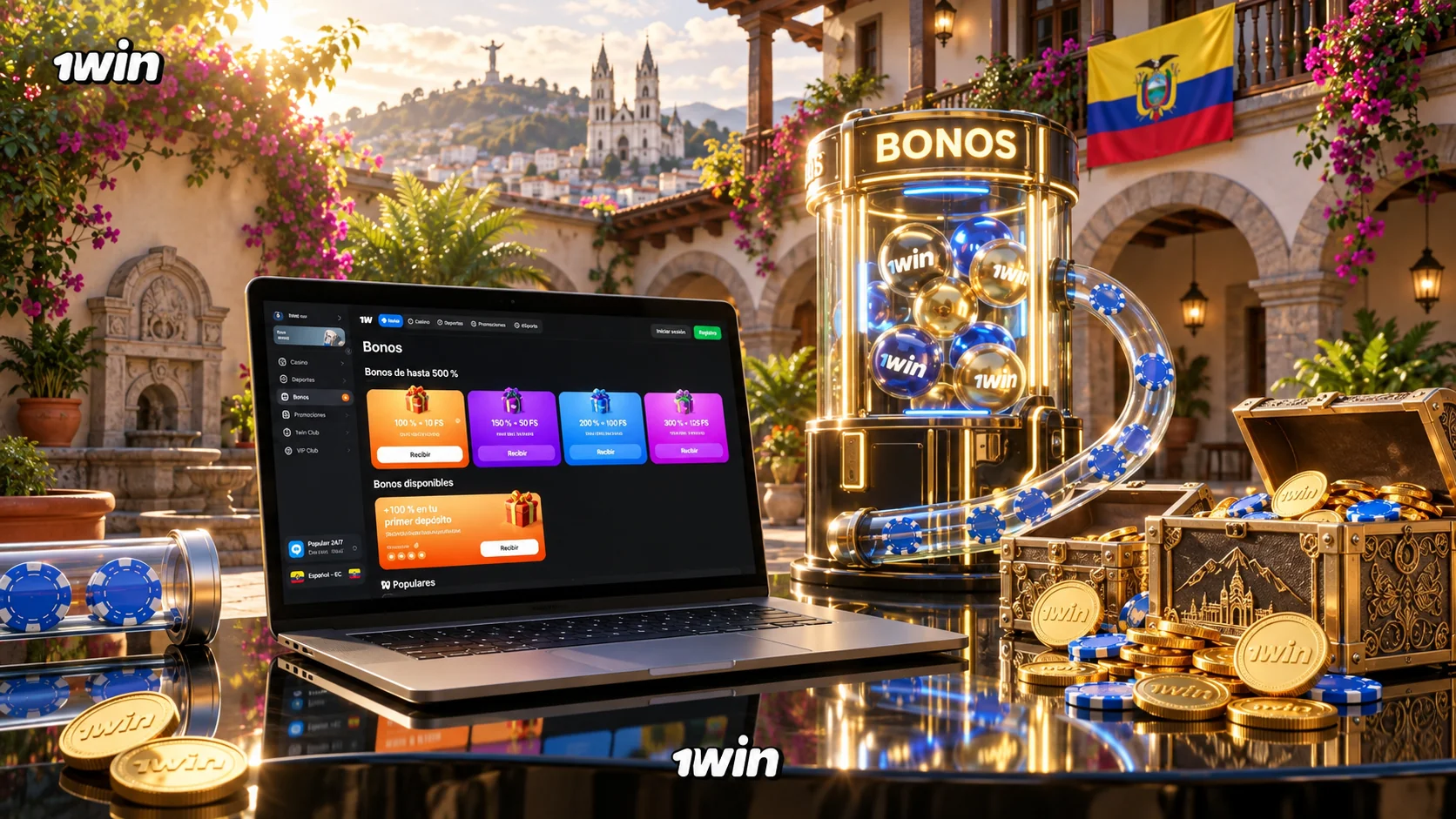 Bonos de casino 1Win Ecuador: bienvenida, cashback y free spins